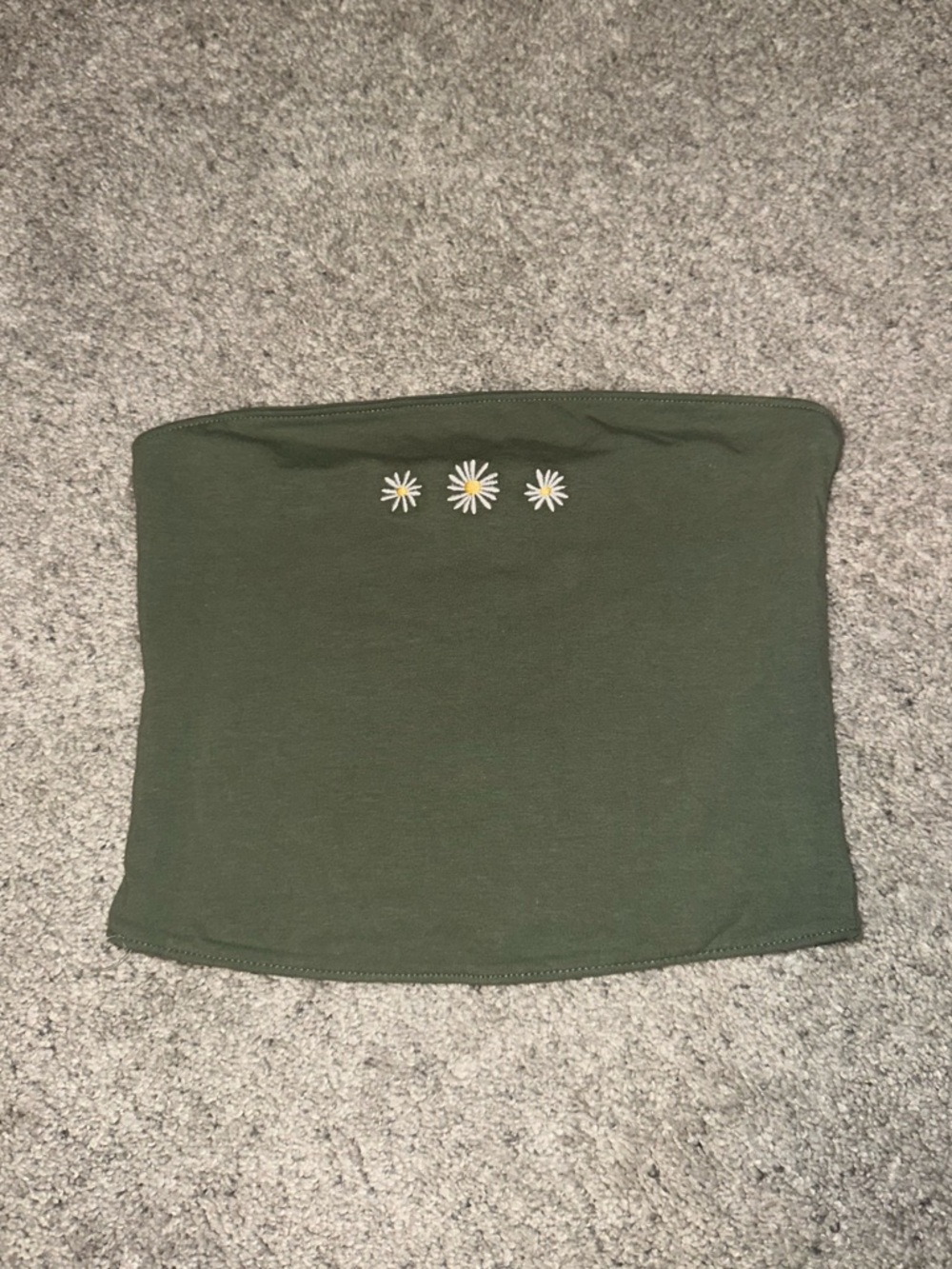 Hollister Olive Green Tube Top with Daisy Embroidery - size XS